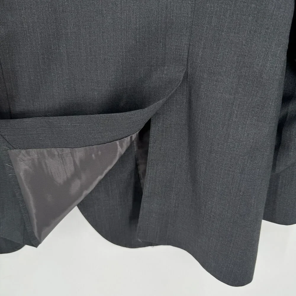 ERMENEGILDO ZEGNA Dark Gray Slim Fit Wool Silk 2 Button Blazer Jacket Size 42R